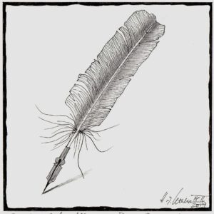 Große Erfindungen - die Schreibfeder (Zeichnung: H.J. Uthke)
